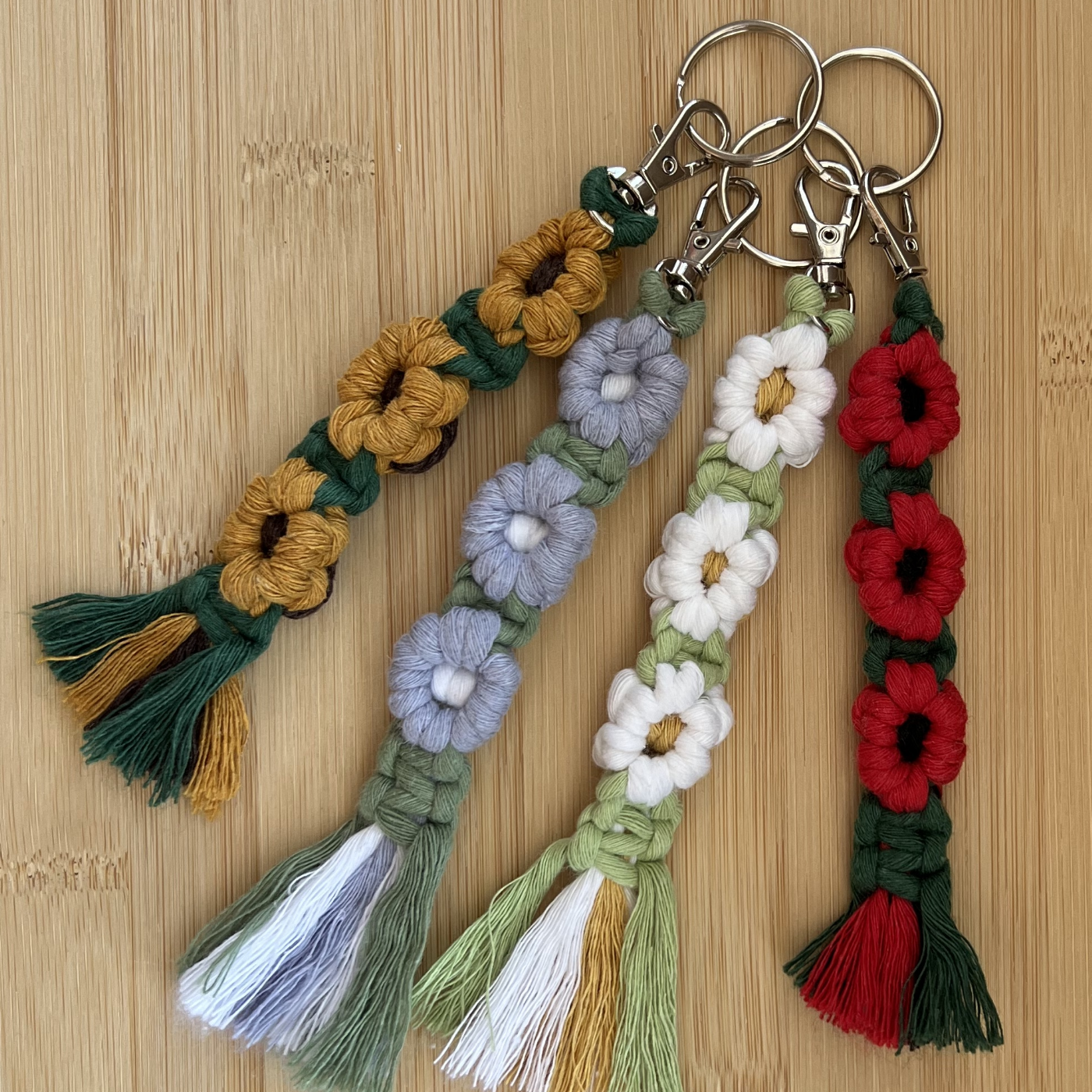 🌻 Macramé Sunflower Keychain