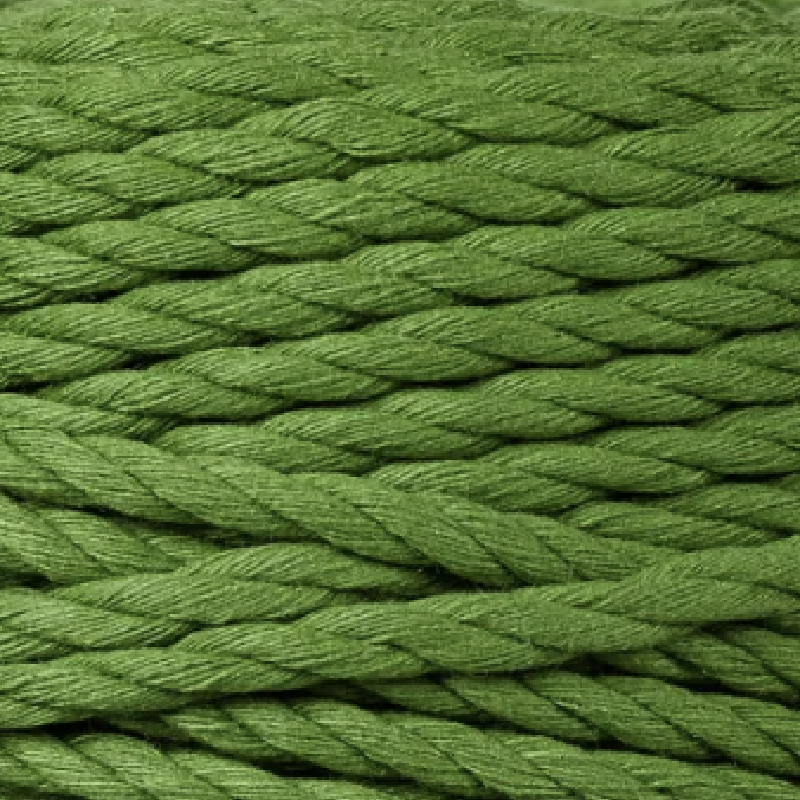 Close-up of bright green moss coloured cord.