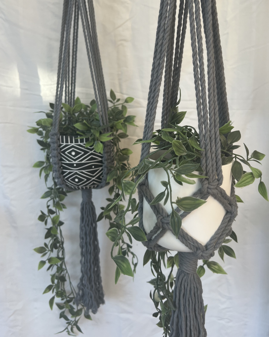 Monochrome Plant Hangers – Handmade with 100% Recycled Cotton