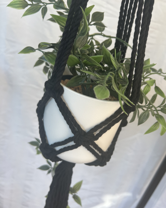Black Plant Hanger – Handmade with 100% Recycled Cotton