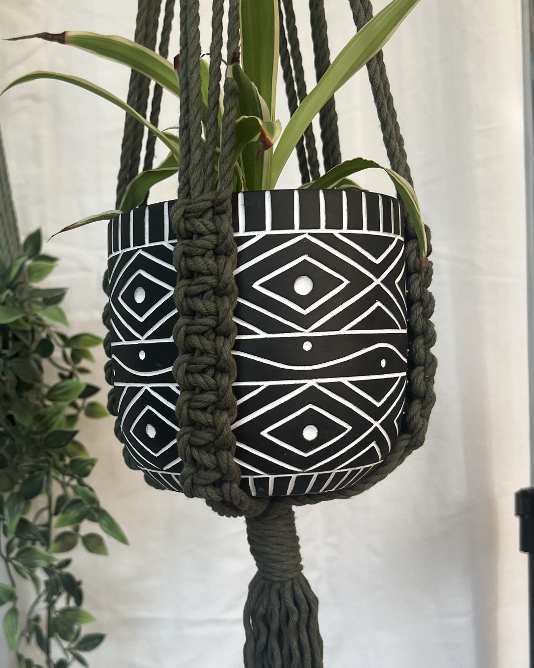 Earthy Green Plant Hangers – Handmade with 100% Recycled Cotton