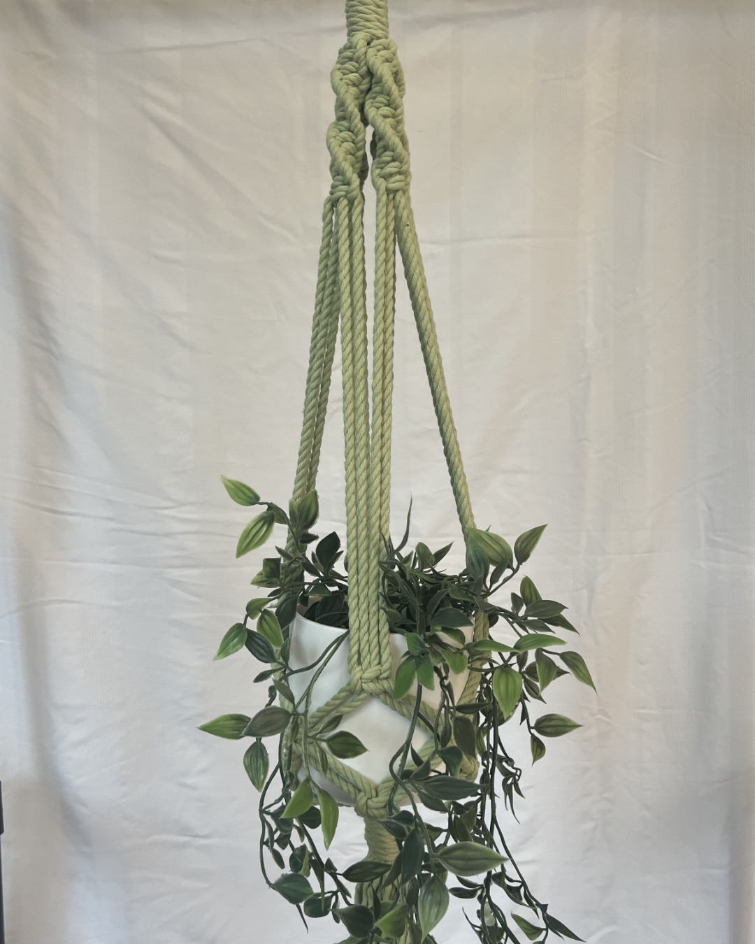 Earthy Green Plant Hangers – Handmade with 100% Recycled Cotton
