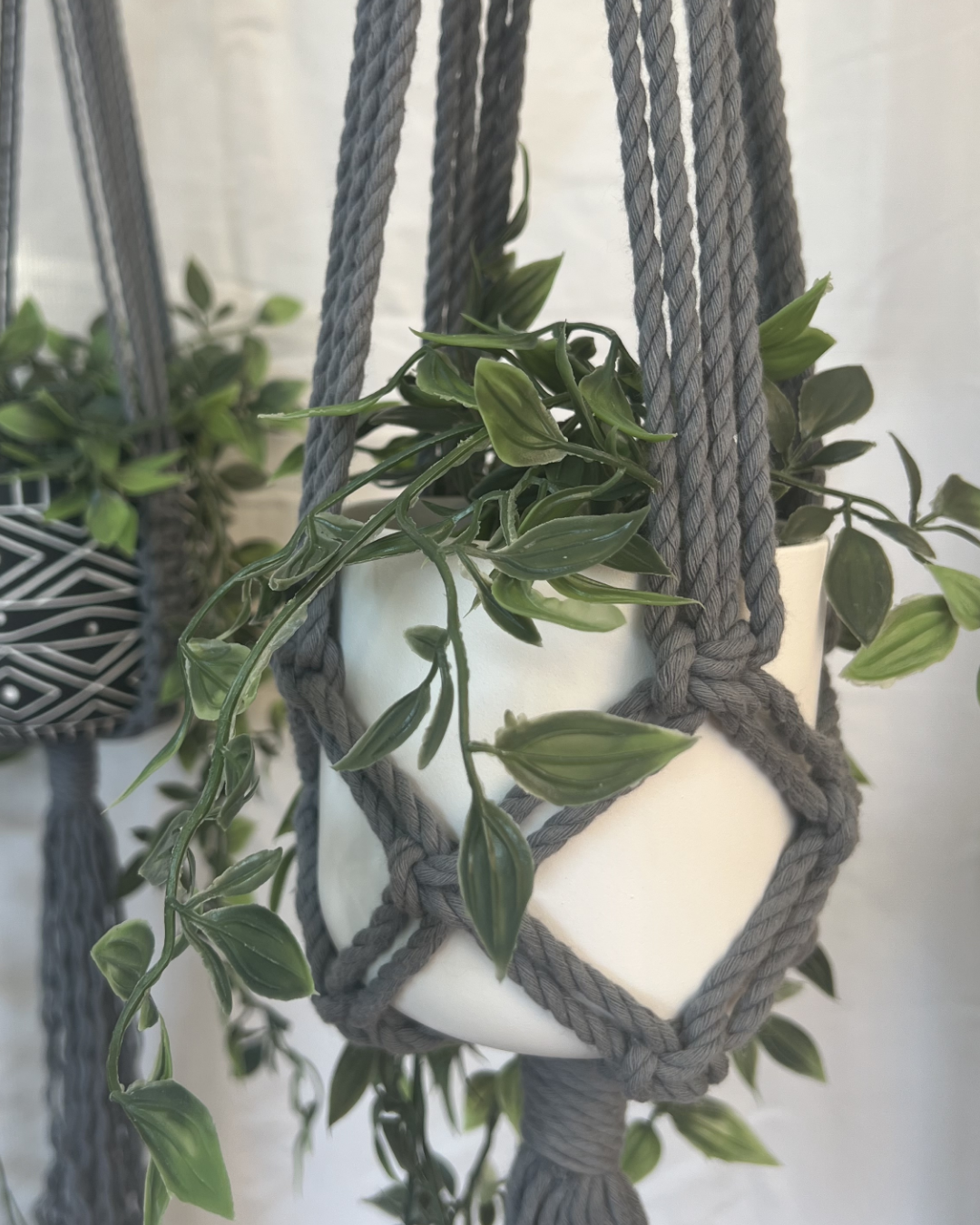 Monochrome Plant Hangers – Handmade with 100% Recycled Cotton