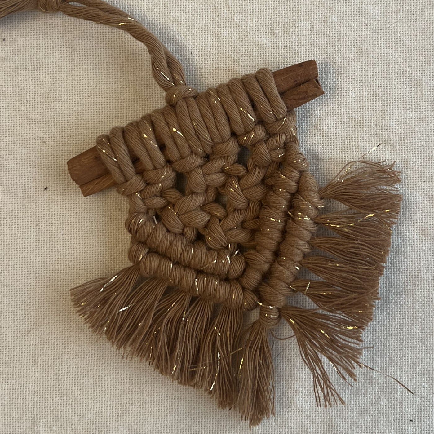 Cinnamon Macramé Bauble Pennant