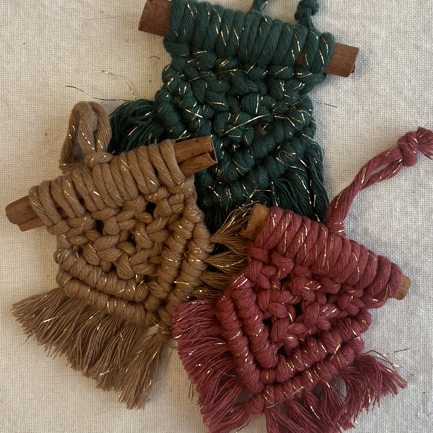 Cinnamon Macramé Bauble Pennant