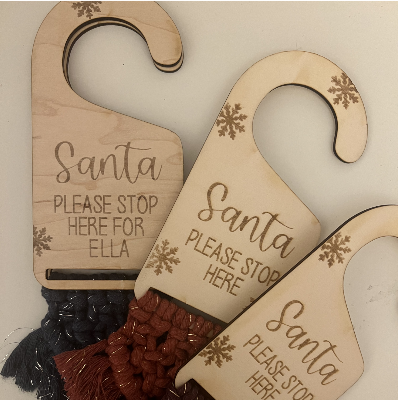 “Santa Stop Here” Macramé Door Hanger