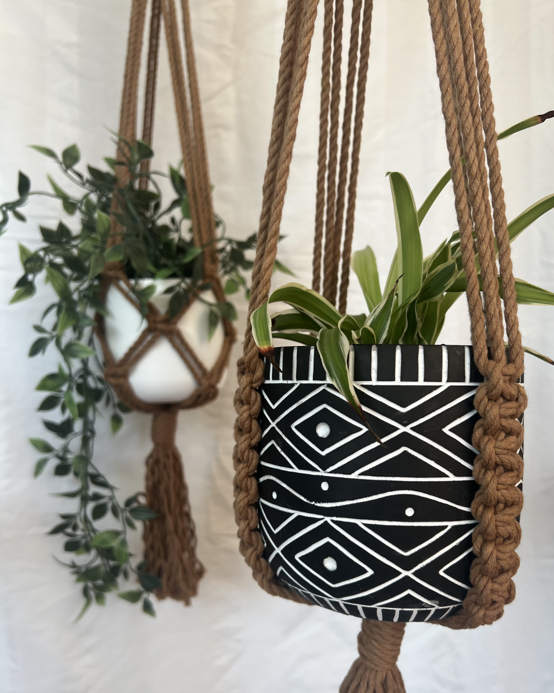 🍂 Autumnal Plant Hangers – Handmade with 100% Recycled Cotton
