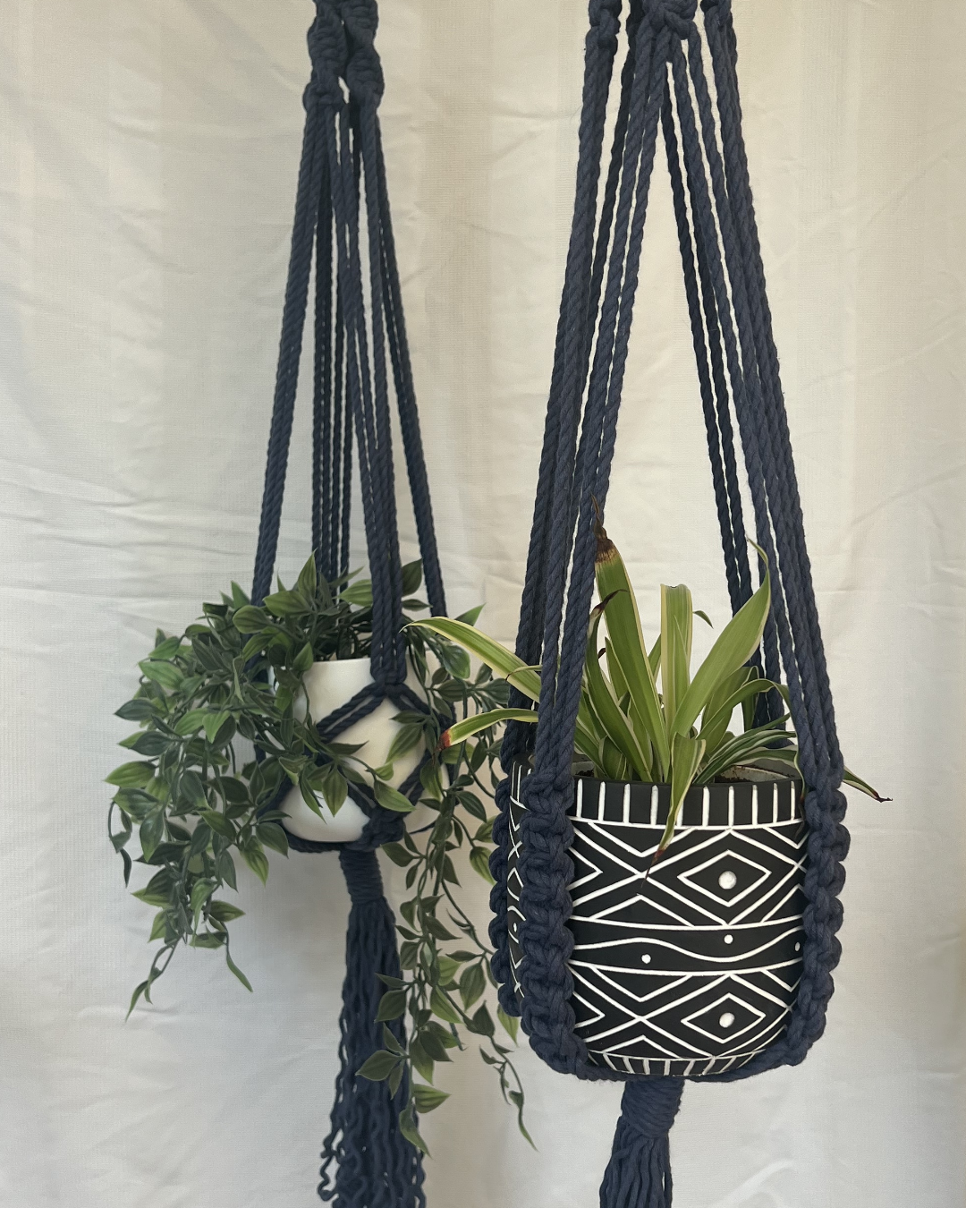 🌊 Blue Plant Hangers – Handmade with 100% Recycled Cotton