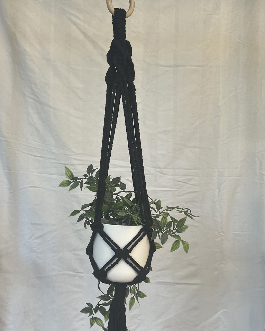 Black Plant Hanger – Handmade with 100% Recycled Cotton
