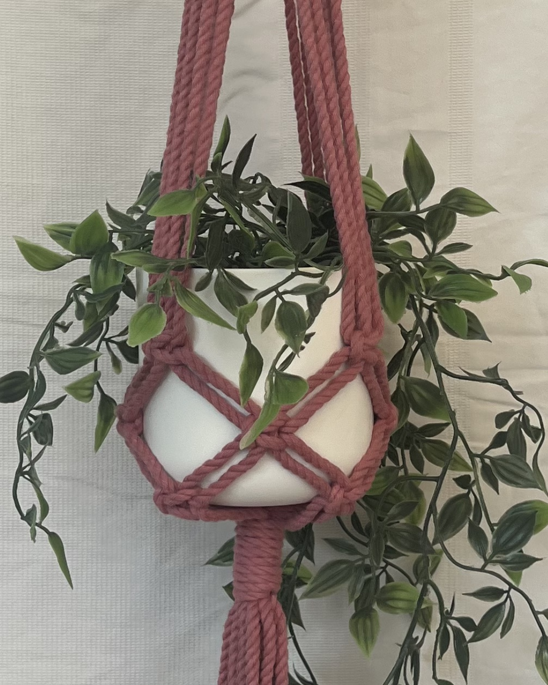 🌸 Soft Pink Plant Hangers – Handmade with 100% Recycled Cotton