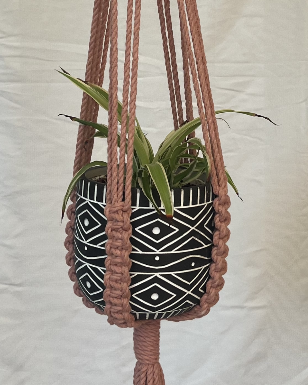 🌸 Soft Pink Plant Hangers – Handmade with 100% Recycled Cotton