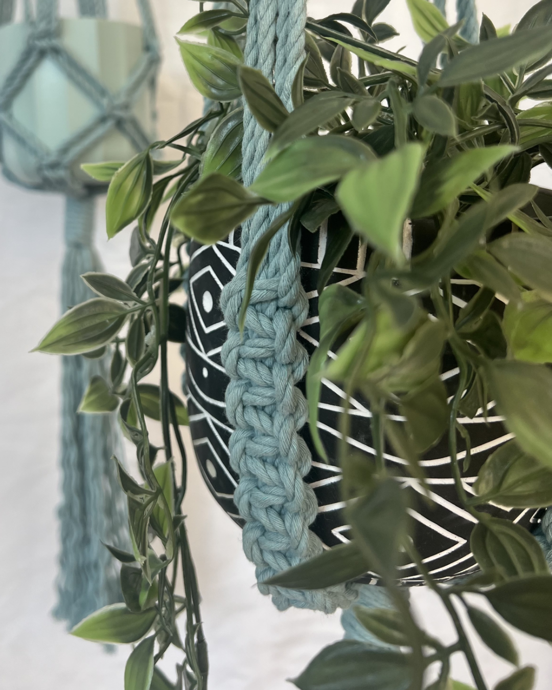 🌊 Blue Plant Hangers – Handmade with 100% Recycled Cotton