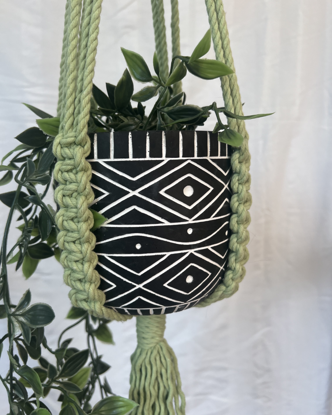Earthy Green Plant Hangers – Handmade with 100% Recycled Cotton