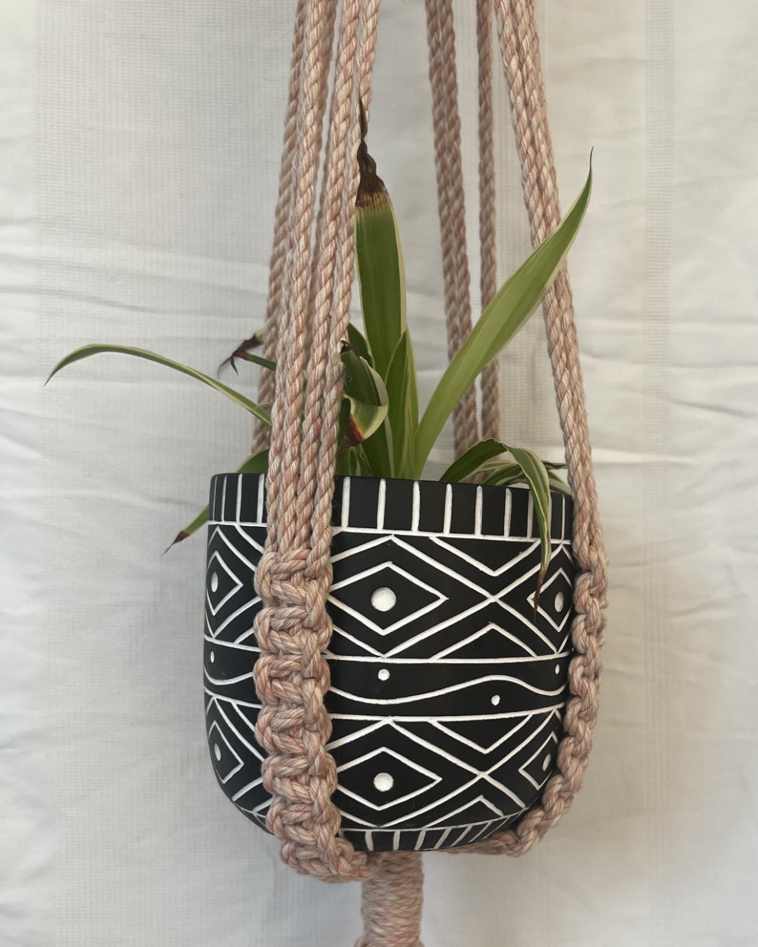 🌸 Soft Pink Plant Hangers – Handmade with 100% Recycled Cotton