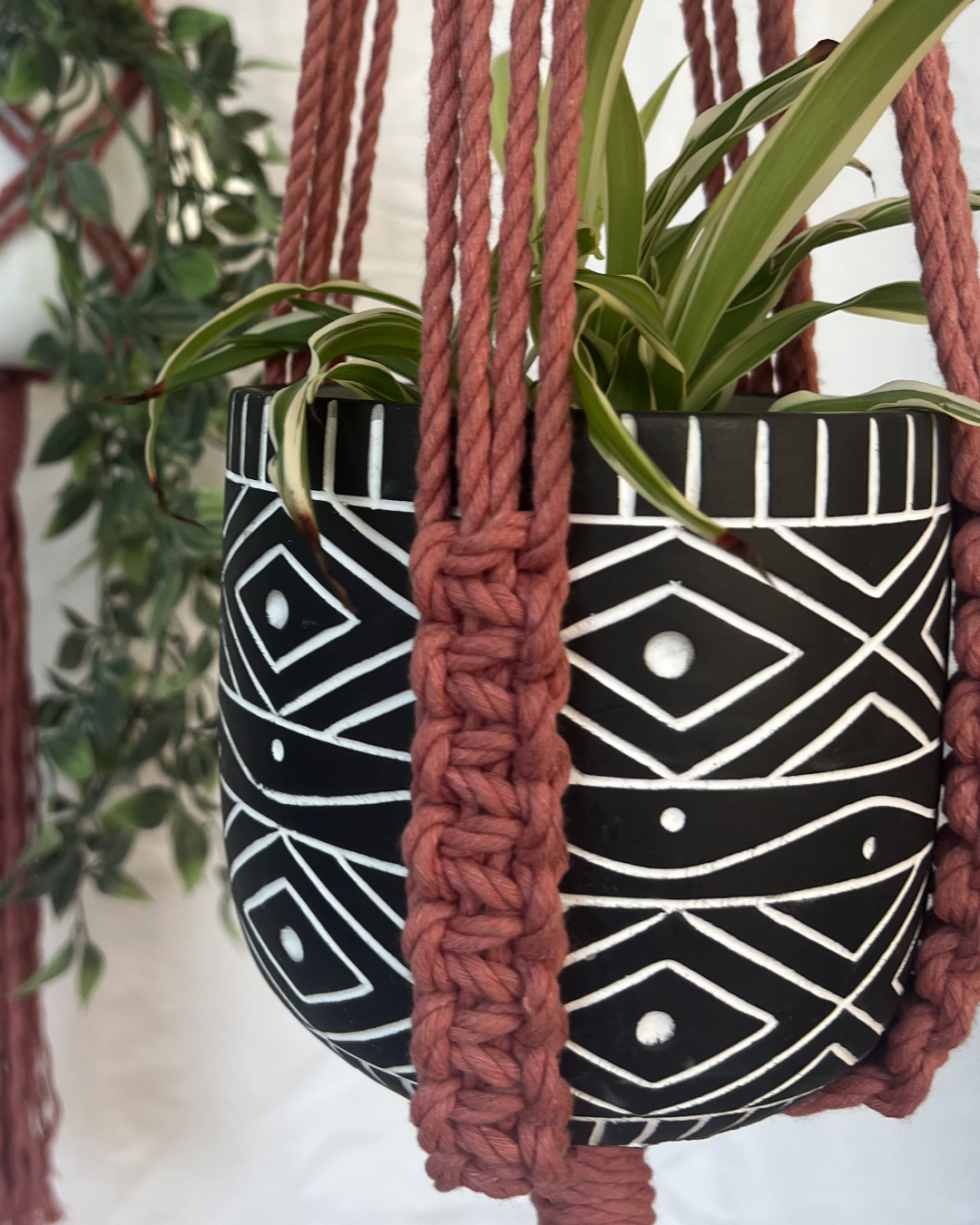 🌸 Soft Pink Plant Hangers – Handmade with 100% Recycled Cotton