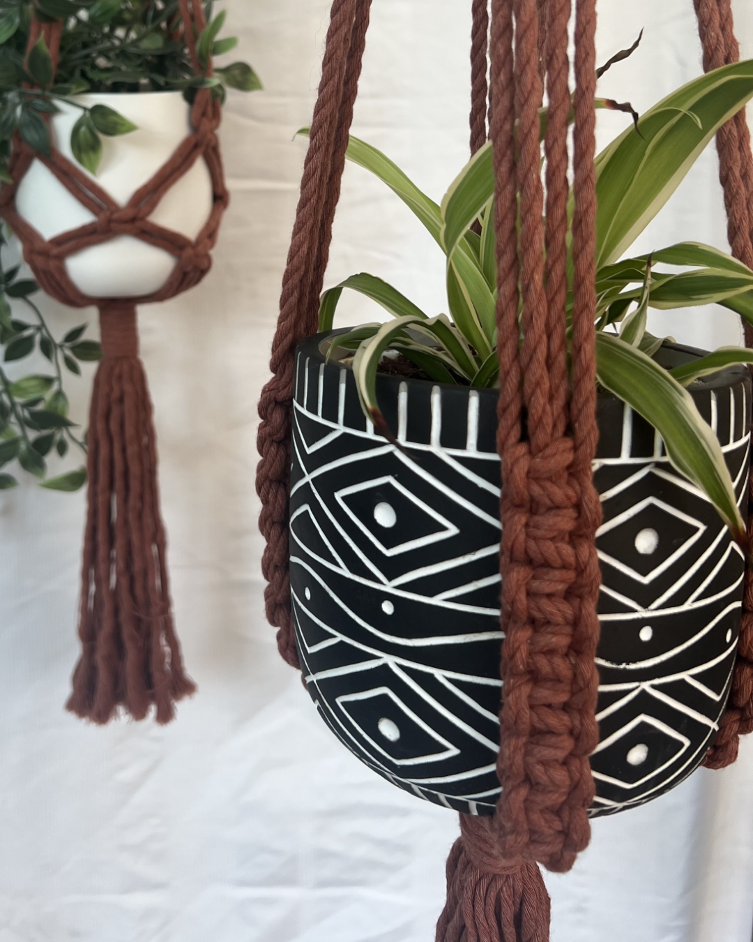 🍂 Autumnal Plant Hangers – Handmade with 100% Recycled Cotton