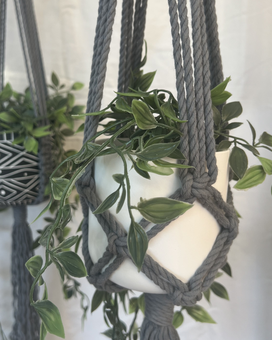 Grey Plant Hangers – Handmade with 100% Recycled Cotton